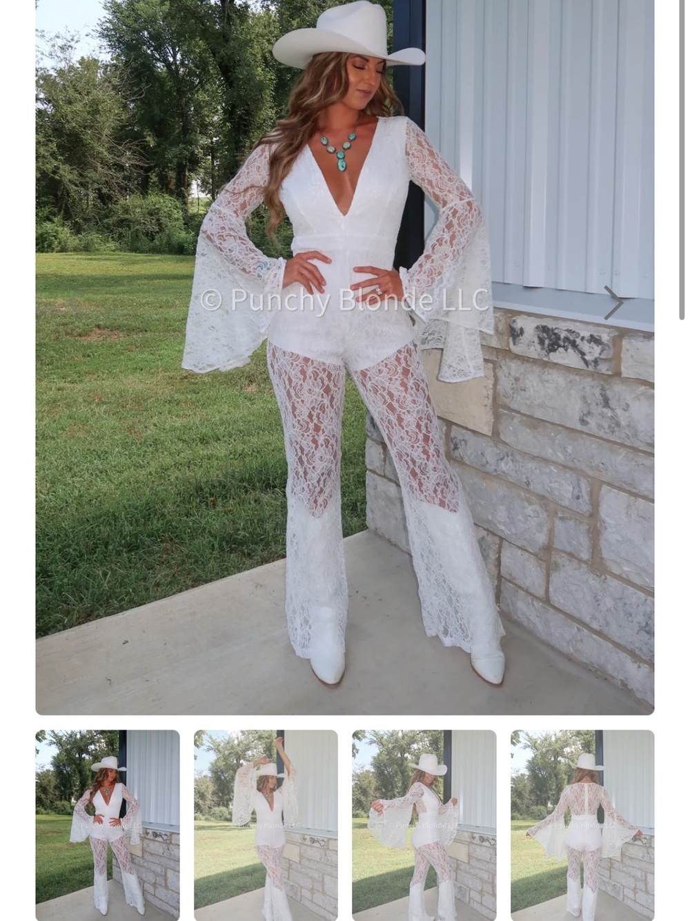 White Lace Bell-Sleeve Romper Jumpsuit